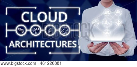 Hand Writing Sign Cloud Architecturesvarious Engineered Databases Softwares Applications. Business S