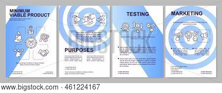 Minimum Viable Product Factor Blue Brochure Template. Business. Leaflet Design With Linear Icons. 4 