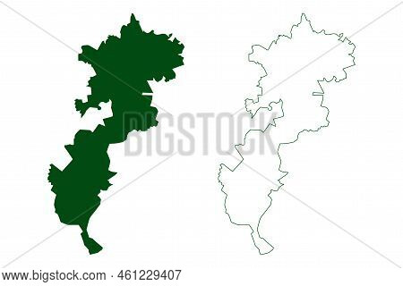 Iguala Municipality (free And Sovereign State Of Guerrero, Mexico, United Mexican States) Map Vector