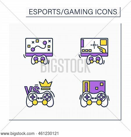 Esports Color Icons Set. First Person Shooter, Strategy Game, Video Game. Special Equipment. Gaming 