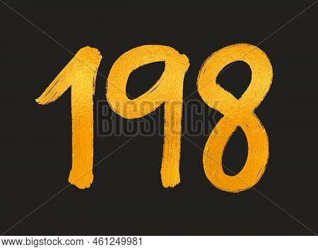 198 Number Logo Vector Illustration, 198 Years Anniversary Celebration Vector Template, 198th Birthd