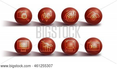 Set Line Search With Folder, Binary Code, Cloud Computing Lock, Server, Financial Growth Decrease, B
