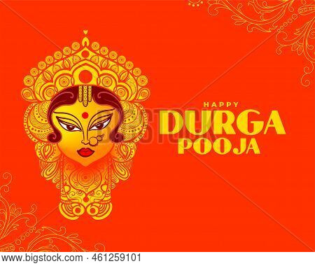 Realistic Durga Pooja Indian Festival Wishes Card Design