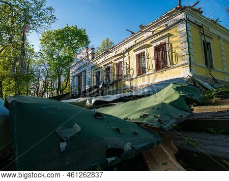Kharkiv, Kharkov Region, Skovorodinovka, Skovorodinivka, Ukraine - 05.07.2022: Destroyed Skovoroda M