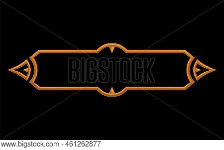 Frame Medieval Game Ui. Metallic Title Banner Or Decorative Border. Vector Assets For Web Or Game De