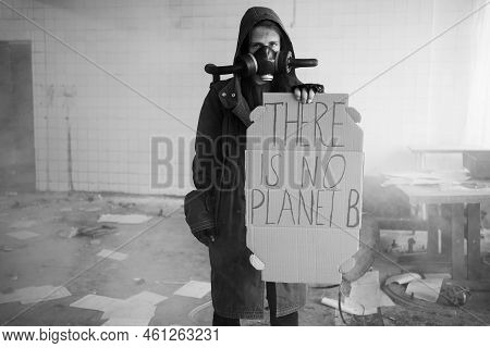 Protest. Global Warming. Homemade Poster At Environmental Rally. A Homemade Sign, Saying There Is No