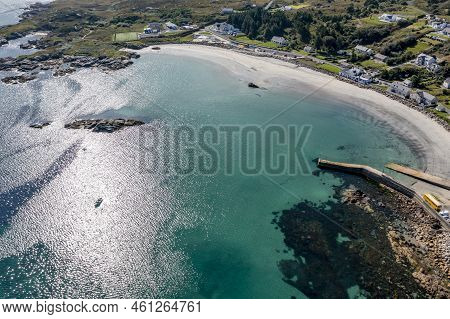 Aerial View Of The Pier At Leabgarrow On Arranmore Island In County Donegal, Republic Of Ireland