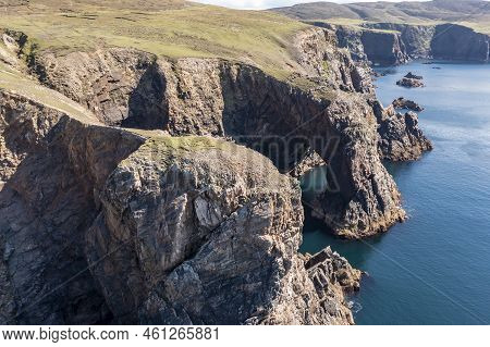 Aerial View Of The Cliffs Near The Lighthouse On The Island Of Arranmore In County Donegal, Ireland