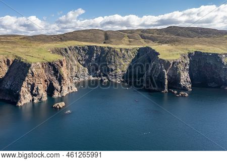 Aerial View Of The Cliffs Near The Lighthouse On The Island Of Arranmore In County Donegal, Ireland