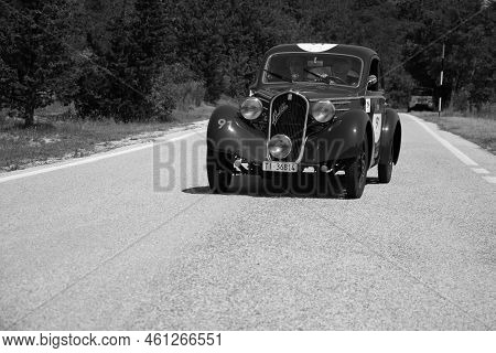 Fiat 508 S Mm Balilla Berlinetta Aerodinamica 1935 On An Old Racing Car In Rally Mille Miglia 2022 T