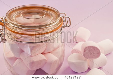 Frasco de deliciosos Marshmallows