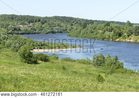 Rural Landscape With Oka River Near Tarusa, Russia