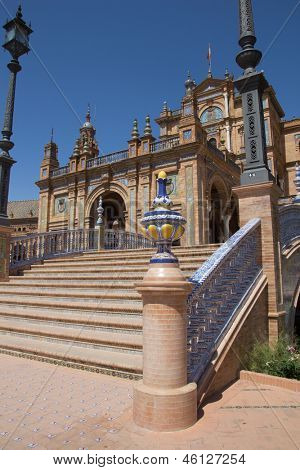 Sevilla, Spanien - 14. Mai: Im Hauptgebäude von der Plaza de España am 14. Mai 2013 in Sev hautnah