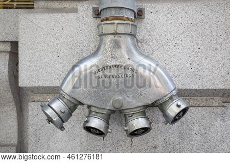 San Francisco, Usa - May 25, 2022: Chrome Fire Valve In San Francisco Produced By M. Greensberg's So