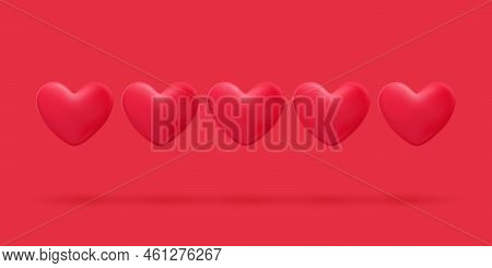 Hearts 3d Wallpaper. 3d Red Heart Vector Illustration. Valentines Day Poster. Romantic Banner. Symbo