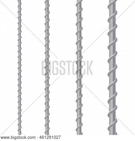 Rebars, Reinforcement Steel Isolated On White Background. Construction Metal Armature.