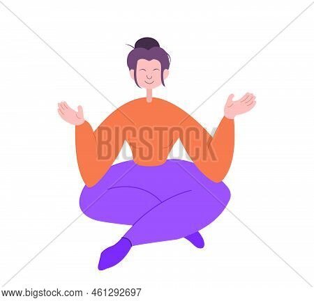 Woman In Flat Style In Joga Posituon
