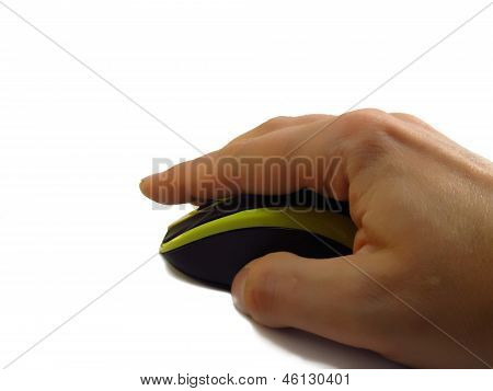 mouse del computer facendo clic su mano