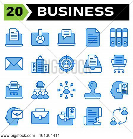 Office Business Icon Set Include Laptop, Document, Office, Work, Device, Filed, Id Card, Badge, Iden