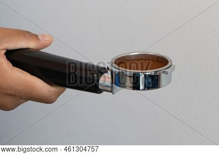 Hand Mash Coffee Bean In Manual Coffee Grinder, Compress, Cafes, Cafeter, Anonymous
