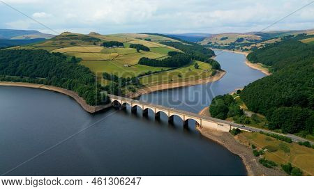 Ladybower Reservoir At Peak District National Park - Aerial View - Drone Photography