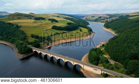 Ladybower Reservoir At Peak District National Park - Aerial View - Drone Photography