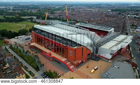 Anfield Stadium Of Fc Liverpool From Above - Aerial View - Liverpool, United Kingdom - August 16, 20