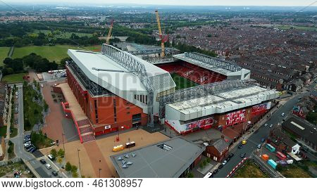 Anfield Stadium Of Fc Liverpool From Above - Aerial View - Liverpool, United Kingdom - August 16, 20