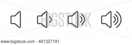Volume Icon. Sound Controls. A Set Of Symbols For The Volume And Control Interface. Empty Outline, F