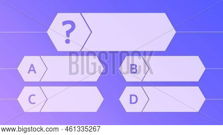 Multiple Choice Quiz Template. Question And Answers Template Form On Gradient Background. Vector Ill