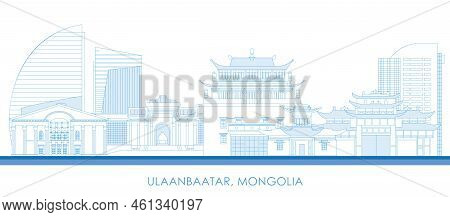 Outline Skyline Panorama Of City Of Ulaanbaatar, Mongolia - Vector Illustration