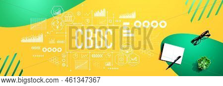 Cbdc - Central Bank Digital Currency Concept With A Notebook And A Pen