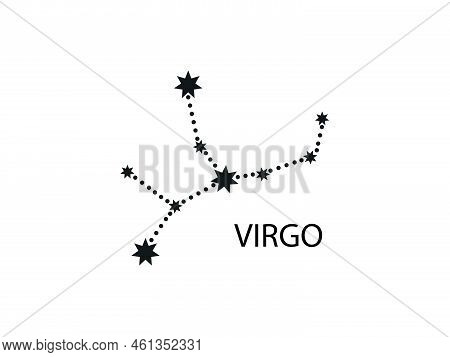 Virgo Zodiac Constellation. Sky Map. Horoscope Symbol. Vector Illustration Of Astrological Signs For