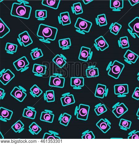 Line Map Pointer With Billiard Pool Snooker Ball With Number 8 Icon Isolated Seamless Pattern On Bla