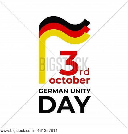 October 3, German Unity Day. Vector Template With Wavy German Flag In Simple Concise Style, Icon. Na