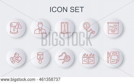 Set Line Contract Money And Pen, Credit Card, Mobile Stock Trading, Burning Dollar Bill, Drop Crude 