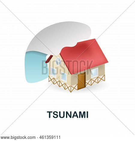 Tsunami Icon. 3d Illustration From Climate Change Collection. Creative Tsunami 3d Icon For Web Desig