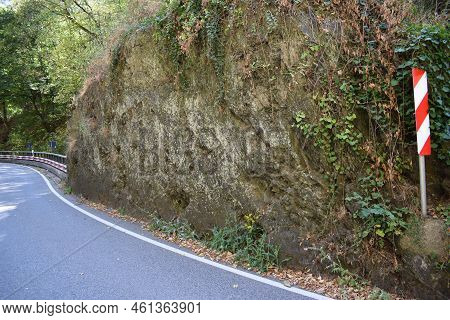 Narrow Country Road Between Cliffs On The Hunsrück Side Of Mosel Valley