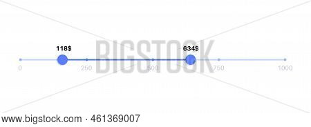 Price Range Scrollbar In Web Form, Online Application. Filter Slider On Website, 3d User Interface E