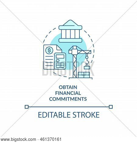 Obtain Financial Commitments Turquoise Concept Icon. Tip For Housing Development Abstract Idea Thin 