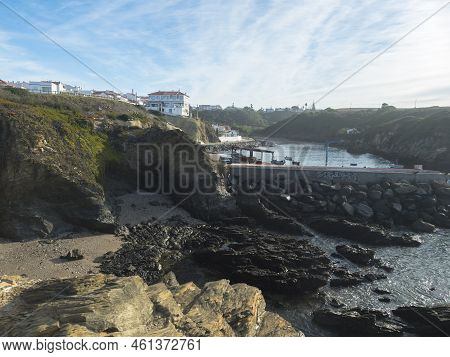 Porto Covo, Alentejo, Portugal, October 25, 2021: View Of Historic City Porto Covo With Portuguese B