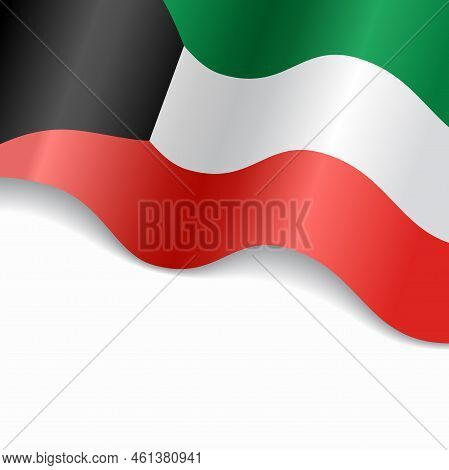 Kuwaiti Flag Wavy Abstract Background. Vector Illustration.