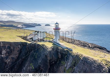 Aerial View Of The Lighthouse On The Island Of Arranmore In County Donegal, Ireland