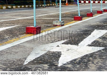 Driving Test And Training Area With Simulate Test For Driving License. Driving School Practice Traff
