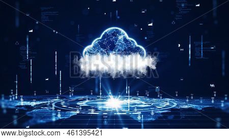 Cloud And Edge Computing Technology Concepts A Large Icon Above A Prominent White Cloud In The Cente