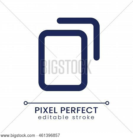 Copy Pixel Perfect Linear Ui Icon. Duplicate Digital File And Text. Clipboard. Gui, Ux Design. Outli