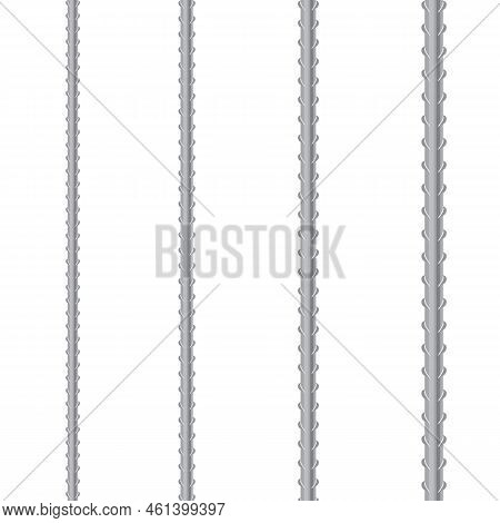 Rebars, Reinforcement Steel Isolated On White Background. Construction Metal Armature.