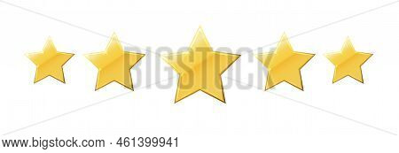 Five Stars Icon. Stars Rating Review Icon.vector Stars Set Of Realistic Metallic Golden Stars Isolat