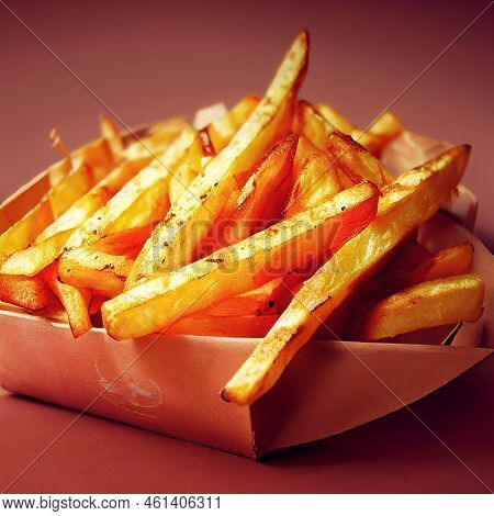Tasty Fresh Hot French Fries Photorealistic Illustration