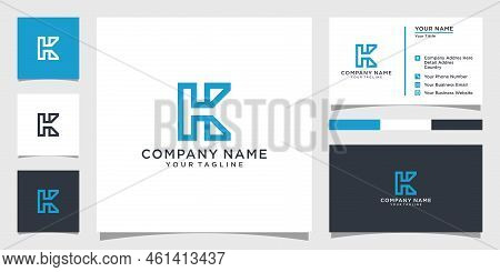 Kh Or Hk Letter Logo Design Vector Template With Business Card Design.
